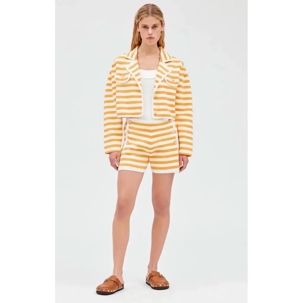 NWT Claudie Pierlot Striped Yellow and White Knit Suit Set
